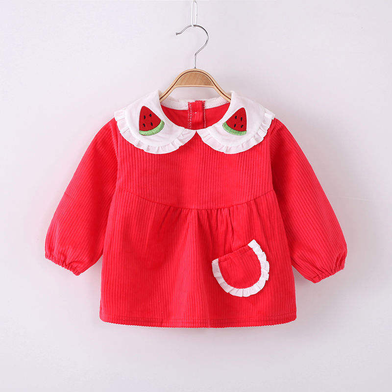 Smock-col blanc pastèque rouge