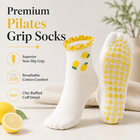 Chaussettes de yoga et de Pilates antidérapantes en coton pour femmes, avec volants, logo personnalisé sur le dessous, fourniture directe usine