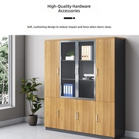 Archivador de Oficina de Madera Moderno y Minimalista, Montado en la Pared, Móvil, con Puerta de Vidrio Ignífuga y Cerradura, para Contabilidad Financiera