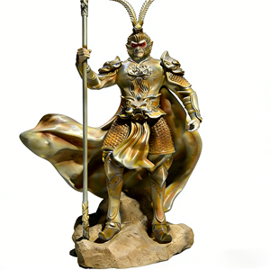 Scultura del Re Scimmia a Grandezza Naturale in Resina Resistente ai Raggi UV, Statua di Sun Wu Kong Dipinta a Mano per Decorazione di Giardini e Luoghi Culturali - Product Image 1