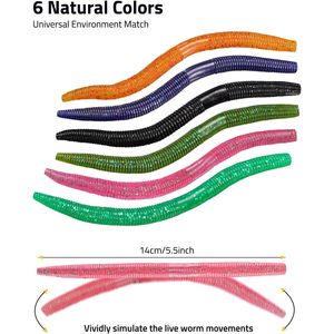 Cvlife Wacky <b>Worm</b> Kit 48Pcs 5.5 Inch Lures With 100 O Rings 30 Hooks Tackle Box For Bass Fishing Freshwater Lure Fishing - Product Image 3