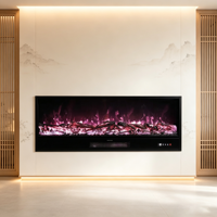 Cheminée électrique encastrable de 20 pouces avec insert intégré, chauffage 1500W, protection contre la surchauffe, flamme LED, contrôle par application pour salon et hôtel