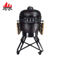 Barbecue Kamado en céramique de couleur noire KIMSTONE, série Kimber R, Kamado de 24 pouces, barbecue en briques pour jardin