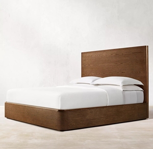 Lit double simple en bois massif de style américain pour chambre à coucher, hôtel, chambre principale, villa, grand lit familial, mobilier personnalisé - Product Image 6