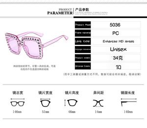 <span class=keywords><strong>Lunettes</strong></span> de soleil rectangulaires unisexes à protection UV400, style ciel étoilé, monture large plaquée diamant, style européen et américain, les plus vendues - Product Image 6