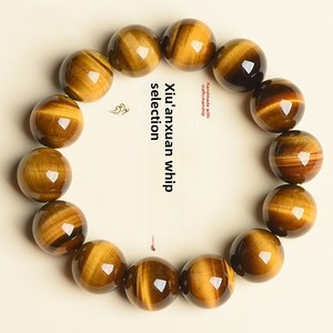 Bracelet en œil de tigre naturel unisexe, bracelet en cristal et strass, bijoux simples, vente en gros - Product Image 1