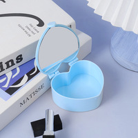 Boîte à miroir pliable en forme de cœur avec logo personnalisé pour enfants Organisateur de voyage Boîte de rangement de bijoux en miroir avec miroir en plastique