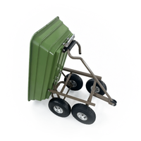 Chariot de jardin robuste en acier à quatre roues avec benne basculante
