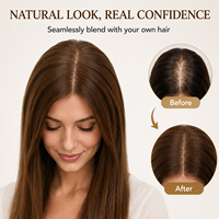 Extensions capillaires russes vierges pour femmes, texture lisse, 2x6 pouces, avec dentelle frontale, nœuds simples, à clipser