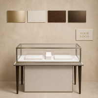 Vitrine autoportante en fer pour bijoux avec éclairage LED, en verre et bois écologiques, idéale pour les magasins de détail et centres commerciaux
