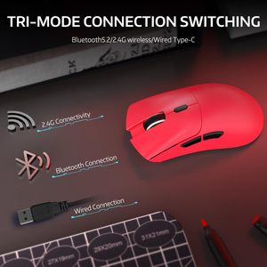 เมาส์ไร้สายสำหรับเล่นเกม R1ฉลามโจมตีแบบดั้งเดิมการเชื่อมต่อสามโหมดสีแดงด้วยการออกแบบตามหลักสรีรศาสตร์18K <span class=keywords><strong>dpi</strong></span> - Product Image 3