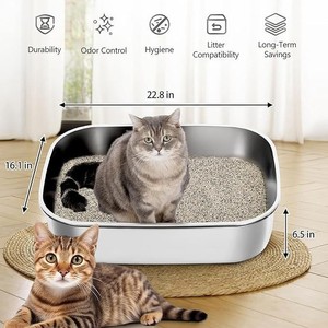 Lettiera per gatti rettangolare esclusiva transfrontaliera, extra-large, a doppio strato, con filtro, facile da pulire, antigraffio, antispruzzo - Product Image 2