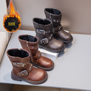 Children's Side Zipper Martingale Boots Girls Mid-Calf Western Cowboy Riding Boots Outdoor Shoes Kids Boots - Product Image 3