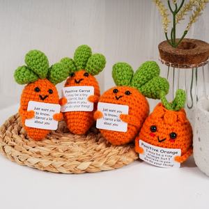 كروشيه مصنوع يدويًا دمى صغيرة بالجزر والبرتقال بألوان محبوكة خضروات-فواكه ديكور رسائل تحفيزية للأمهات-يوصى بها في العمر - Product Image 1