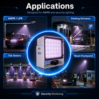 Illuminateur IR 55W 850nm pour ANPR/LPR, lumière DC12-28V IP65 à 30 LED en alliage d'aluminium pour caméra de plaque d'immatriculation, idéal pour les portiques de péage et les parkings