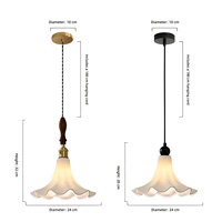 Lustre de restaurant Lihe style vintage français, lampe murale LED suspendue moderne et minimaliste en céramique crème, motif fleur d'hibiscus