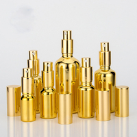 Flacon compte-gouttes en verre argenté avec bouchon à vis doré pour huiles essentielles et crèmes cosmétiques, disponible en 5ml, 10ml, 15ml, 20ml, 30ml, 50ml, 100ml