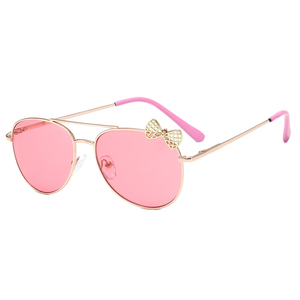 Logo Custom 2025 Fashion Cute Metal Bow Oversized <b>Kids</b> <b>Sunglasses</b> UV400 Big Frame Pilot <b>Sunglasses</b> for <b>Girls</b> - Product Image 5