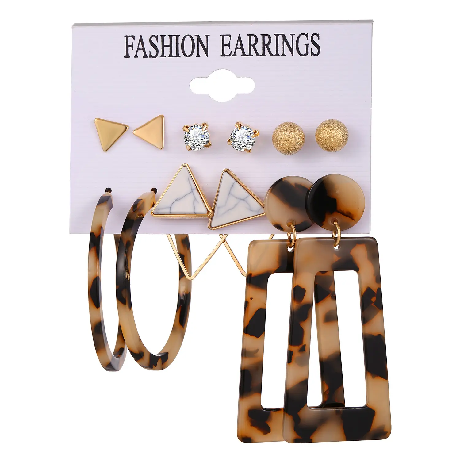 6 Pasang/Set Anting Akrilik Rumbai untuk Wanita Anting Bohemia Set Anting Menjuntai Geometris Besar Perhiasan Fashion DIY