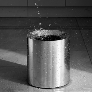 Silver Cylindrical Trash Can 8L Double Layer Indoor Wastebasket For Living Room Bedroom Office - Product Image 3