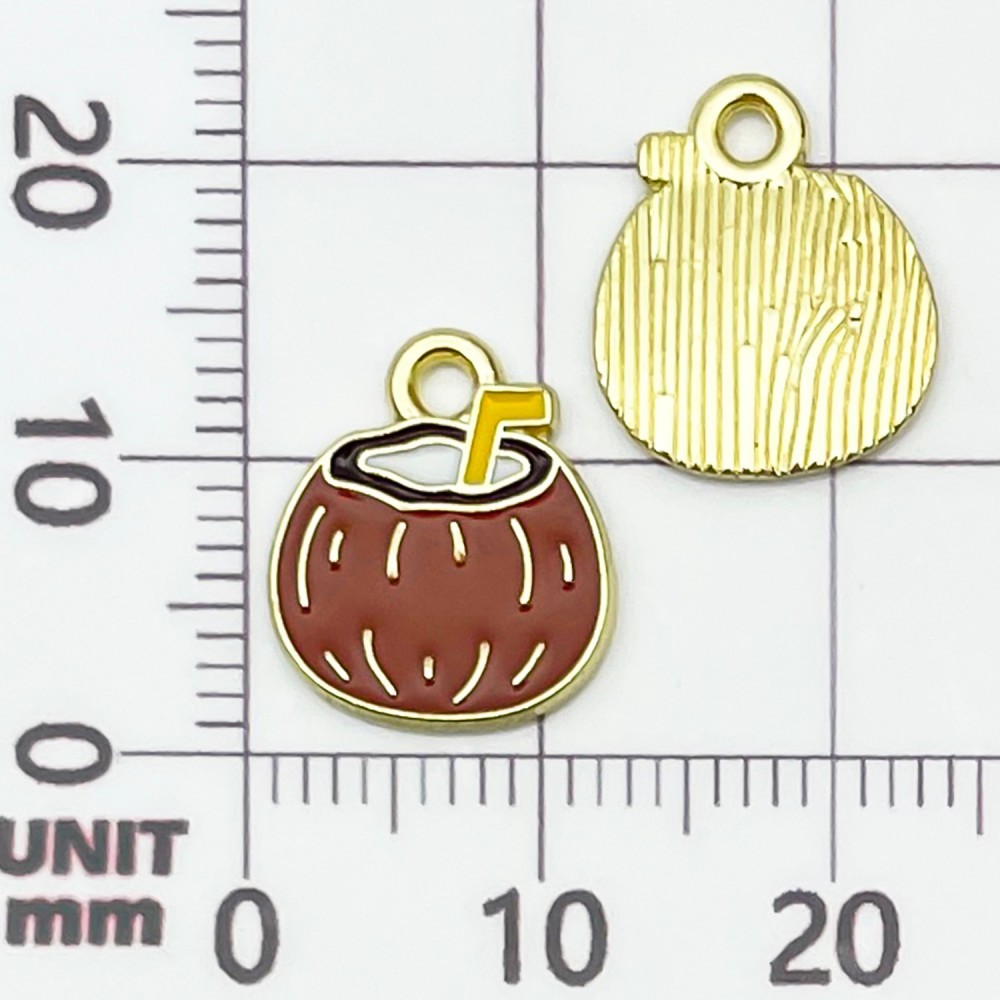 1 noix de coco marron dégoulinante d'huile (14*12*1mm) - 0,6g - 24402