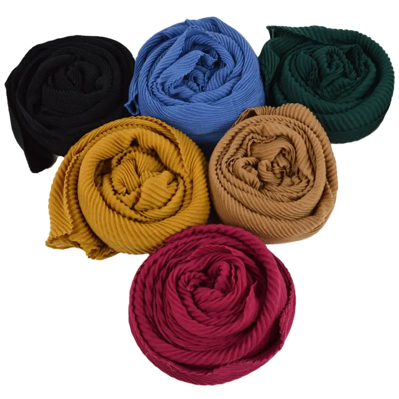 7 Farbe Frauen Hijab Baumwolle zerkn ittert muslimischen Kopftuch