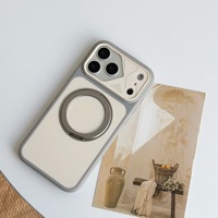 Casing Ponsel Layar Besar dengan Dudukan Magnetik Berputar untuk iPhone 17ProMax 16 15 14 Ramah Kulit 13 12 Desain Dua Warna