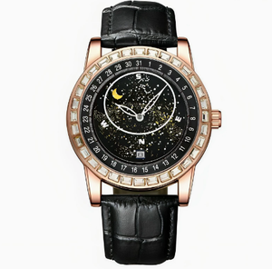 Custom Logo Starry Sky Men's Watch Luxury <b>Automatic</b> Mechanical Wristwatch OEM Factory Supplier Leather Band Diamond Watch - Product Image 4