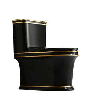 Sang trọng hiện đại vàng đen gốm tích hợp nhà vệ sinh dual-tuôn ra một mảnh S-trap cho phòng tắm hoặc khách sạn - Product Image 6