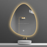 Miroir intelligent LED moderne en forme de goutte d'eau, personnalisé en usine, avec éclairage LED, anti-buée, design sans cadre pour salle de bain et maquillage