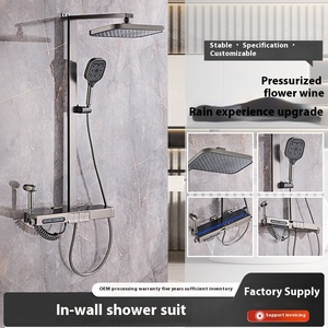 Ensemble de douche mural en aluminium brossé avec affichage numérique pour la maison salle de bain avec jet doux et éclairage <span class=keywords><strong>d</strong></span>'<span class=keywords><strong>ambiance</strong></span> - Product Image 5