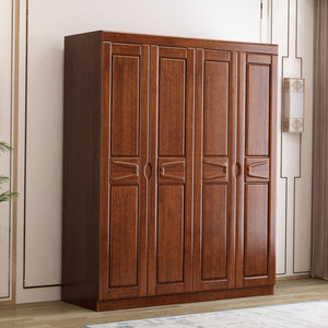 Dazhang Jiaju Solid Wood <b>Wardrobe</b> Walnut Hinged Door <b>Large</b> Capacity Bedroom Furniture New Chinese Style - Product Image 4