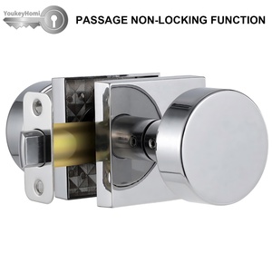 YoukeyHomi Hot Selling All-Function Entrance Keyed Privacy Passage <strong>Dummy</strong> Square <strong>Door</strong> <strong>Knob</strong> Handle Lock Polished Bright <strong>Chrome</strong> - Product Image 5