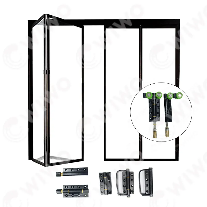 Складная роликовая система раздвижных дверей с петлями для раздвижных систем складных дверей с алюминиевой рамой