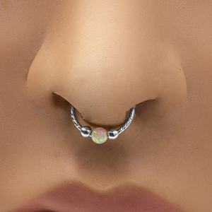 Anneau de nez ou manchette d'oreille réglable en opale blanche, sans perçage, à clipser, bijou corporel - Product Image 3