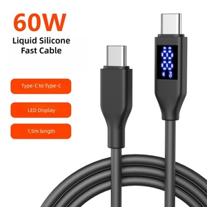 สายซิลิโคน PD60W อ่อน USB C ตัวผู้ไปยัง USB C ตัวผู้20V3A LED สายข้อมูลสำหรับจอแสดงผลดิจิตอลสำหรับ <span class=keywords><strong>iPhone</strong></span> 17 16 15pro สูงสุด - Product Image 1