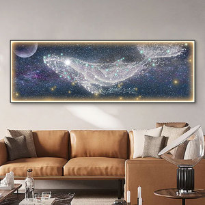 Luxury LED Light Blue <strong>Whale</strong> Wall <strong>Art</strong> Painting Modern Framed Picture Crystal Porcelain Painting for Living Room Decor - Product Image 2