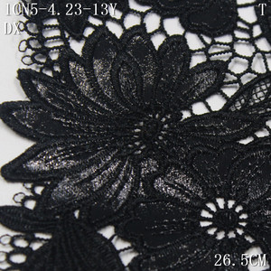 Pizzo Ricamato Personalizzato 26cm in <span class=keywords><strong>Pelle</strong></span> PU, Pizzo Floreale alla Moda, Pizzo Guipure Nero Pesante in Poliestere Ricamato per Abiti e Tessuti - Product Image 4