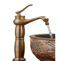Robinet de lavabo rétro en laiton de style européen français, monocommande eau froide/chaude, avec cartouche céramique, à poser sur le rebord, pour balcon, maison, hôtel