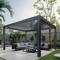 Pergola motorisée en aluminium avec toit à lames bioclimatiques et stores intégrés pour jardin, pavillon, terrasse