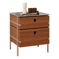 Commode en bois massif et acier inoxydable de style Bauhaus nordique, meuble de rangement grande capacité pour salon et chambre, table d'appoint de canapé