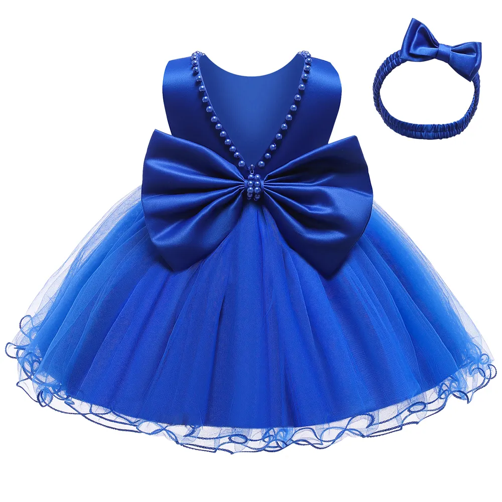 LZH Infant Baptism Dress Baby 2 1st Year Birthday Party Dresses Toddler Baby Girls Bow Princess Dress