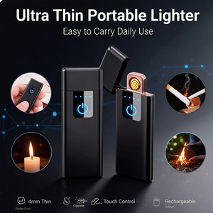 Briquet électronique plasma ultra-plat sans flamme, double allumage, coupe-vent, rechargeable par USB pour cigarettes - Product Image 3