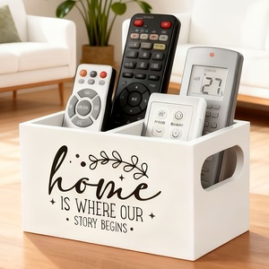 Organizador de Madera con Acabado Lacado, Rectangular Negro Moderno, con 3 Ranuras para Mesa de Noche, Porta Control Remoto de TV - Product Image 4