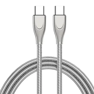 耐用编织不锈钢USB电缆USB C电缆金属锌合金5A快速充电数据线