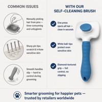 Brosse autonettoyante anti-poils pour chiens et chats, outil de toilettage ergonomique en acier inoxydable à pression unique avec embouts de protection