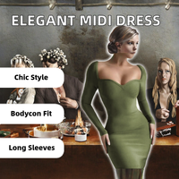Femmes manches longues dos nu pour pansement-robe mi-longue Style décontracté taille naturelle Sexy respirant tissu à tricoter pour Mini-robe