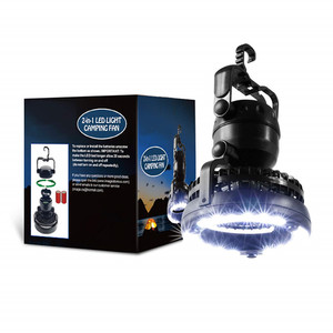 Farol Led para acampada en el techo, funciona <span class=keywords><strong>con</strong></span> pilas, de calidad, Oem, al por mayor, <span class=keywords><strong>con</strong></span> rotación de 360, para exteriores, <span class=keywords><strong>con</strong></span> ventilador y gancho - Product Image 1