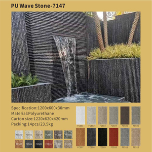 超薄现代耐用25毫米厚大板<span class=keywords><strong>PU</strong></span>波浪石墙板，适用于别墅轻质外饰 - Product Image 4