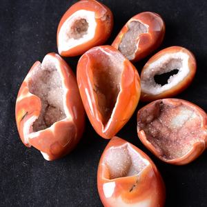 Œufs en Agate Rouge Cornaline Druzy en Gros, Sculptés à la Main, Artisanat Spirituel, Pierre de Guérison, Décoration d'Intérieur - Product Image 6